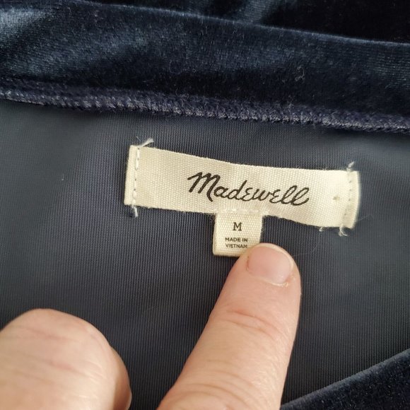 Madewell Womens Blue Velour Blouse Size M Long Sleeve Pullover Stretch Casual - Picture 3 of 9